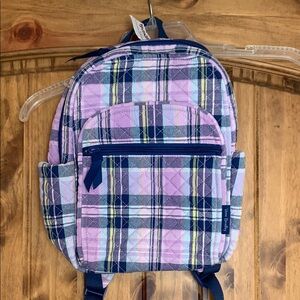 Plaid Mini Backpack in Purple and Blue